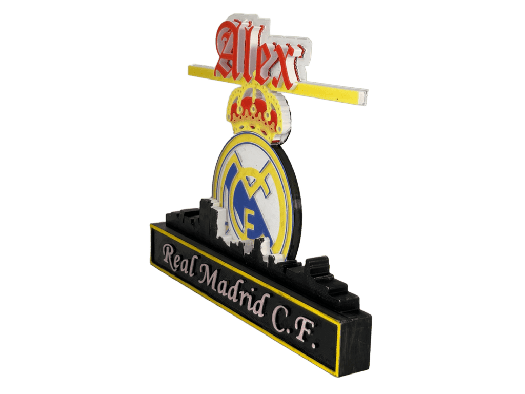 Trofeo 3D personalizado fútbol – con tu nombre y skyline – Aficionado blanco - TRES D