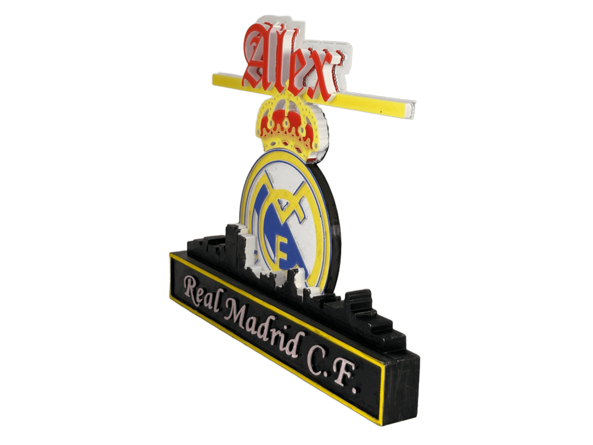 Trofeo 3D personalizado fútbol – con tu nombre y skyline – Aficionado blanco - TRES D
