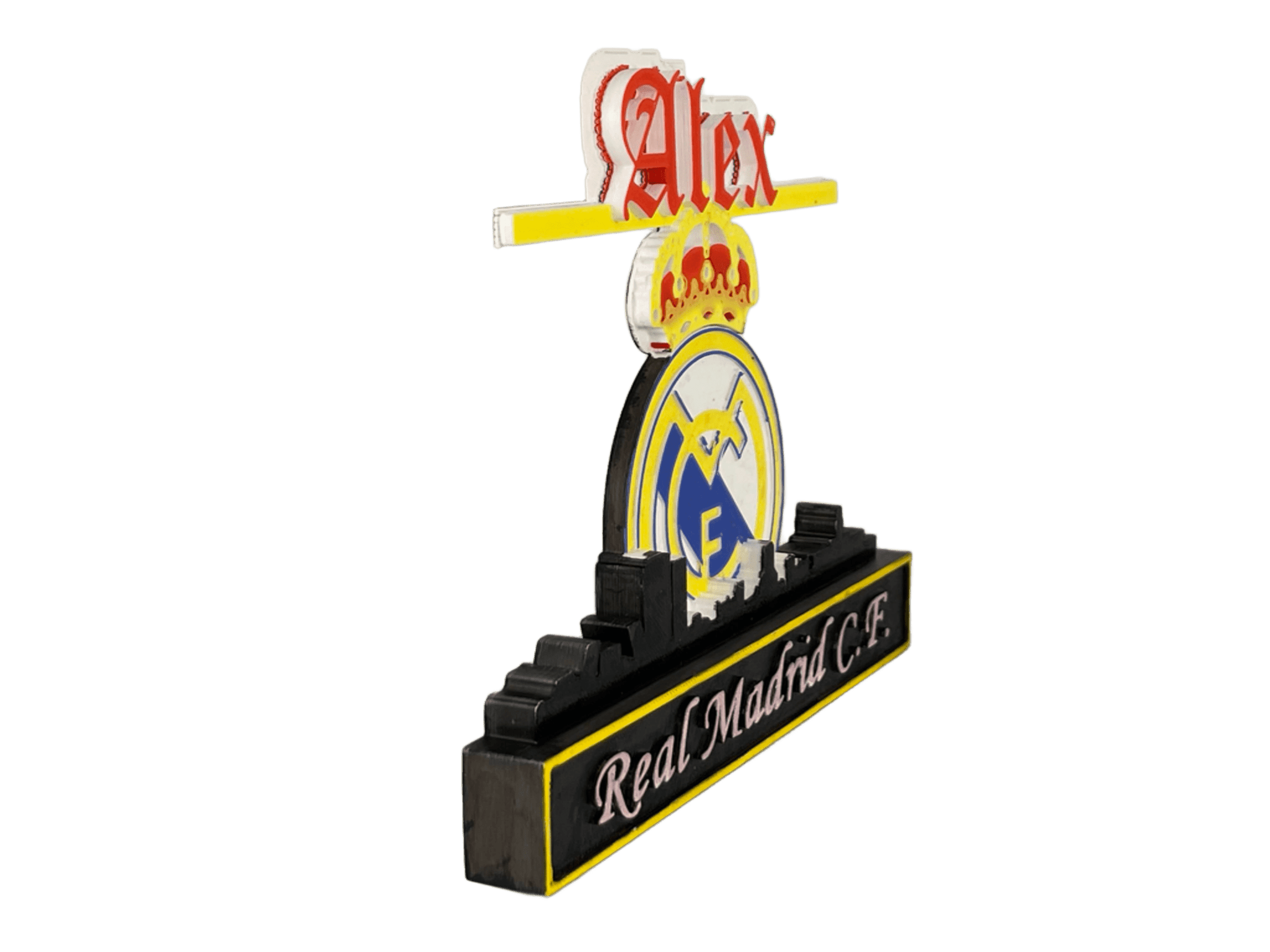 Trofeo 3D personalizado fútbol – con tu nombre y skyline – Aficionado blanco - TRES D