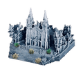 Miniatura iglesia de Sabugo Avilés impresa en 3D y pintada a mano con detalles verdes, 5 cm