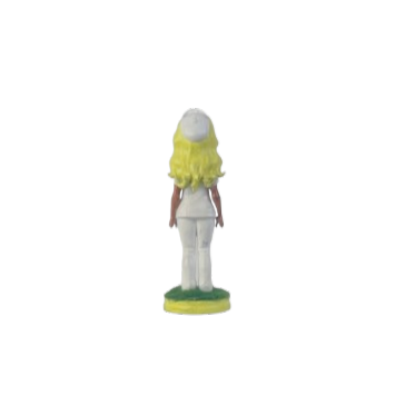 Vista trasera figura 3D doctora pelo rubio largo con bata blanca – impresión 3D PLA biodegradable