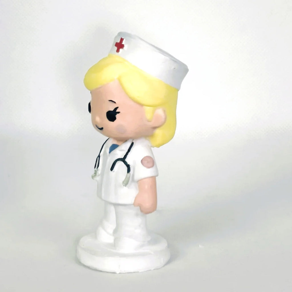 3D de enfermera personalizada vista lateral izquierda con fonendoscopio