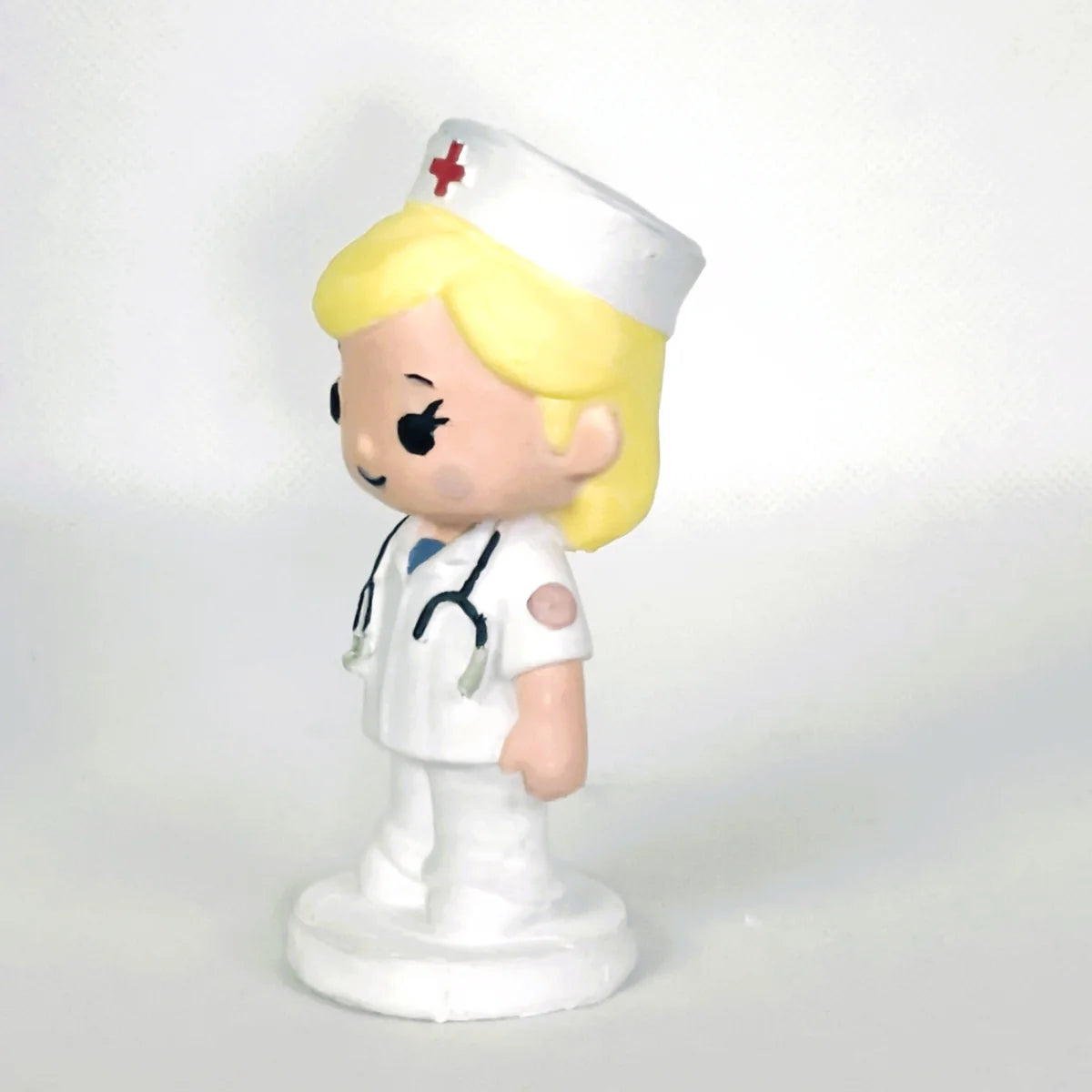 3D de enfermera personalizada vista lateral izquierda con fonendoscopio