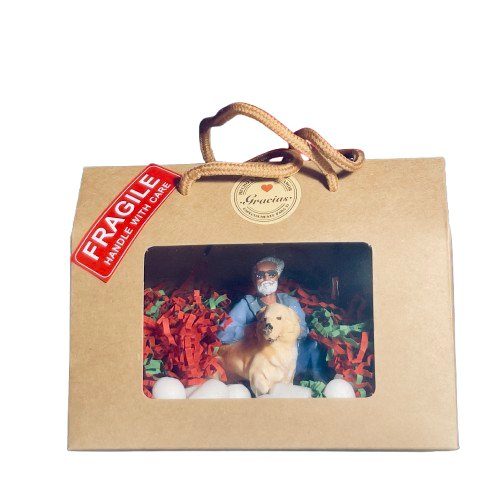 Figura personalizada 3D con perro en caja regalo frágil – envío protegido TRES D Avilés