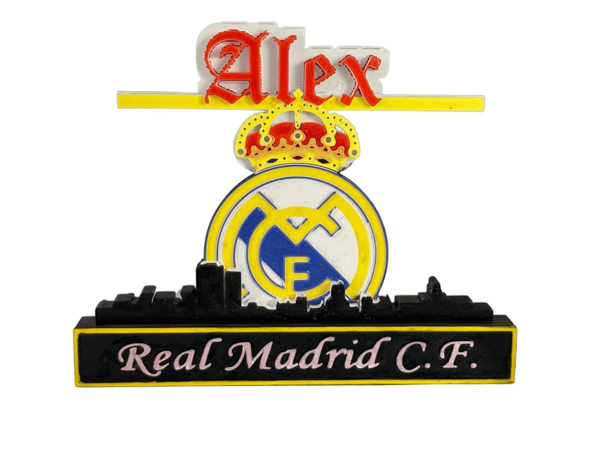 Trofeo 3D personalizado fútbol – con tu nombre y skyline – Aficionado blanco - TRES D