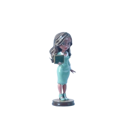 Maestra en miniatura con pizarra en mano – figura 3D personalizada para regalo de profesora
