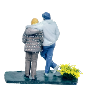 Figura pareja de abuelos vista trasera paseando