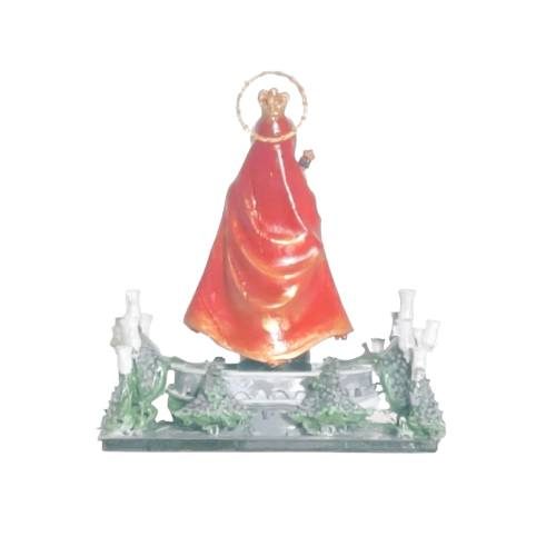 Figura 3D religiosa vista trasera manto rojo con aureola – réplica Virgen la Candelaria TRES D Avilés