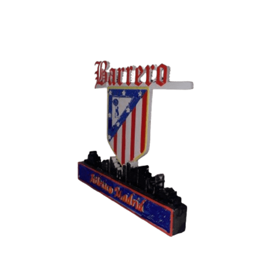 Trofeo 3D personalizado fútbol – con tu nombre y skyline-rojiblanco - TRES D