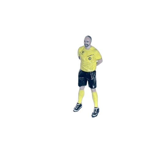 Figura personalizada 3D árbitro fútbol sala vista frontal – réplica pintada a mano – TRES D
