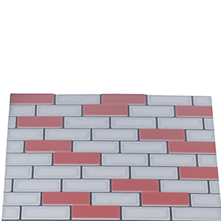 Base diorama pared de ladrillo miniatura vista frontal gris con ladrillos rojos – fondo para figuras 3D TRES D