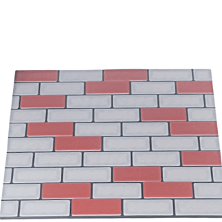 Pared de ladrillo en miniatura 3D gris y rojo – accesorio diorama impresión a todo color