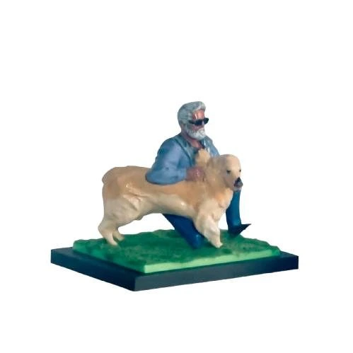 Figura 3D personalizada hombre y Golden Retriever vista lateral derecha – impresión a color