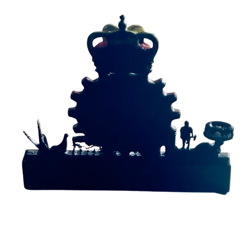 Detalle skyline industrial Avilés en figura 3D Real Avilés Industrial silueta recortada
