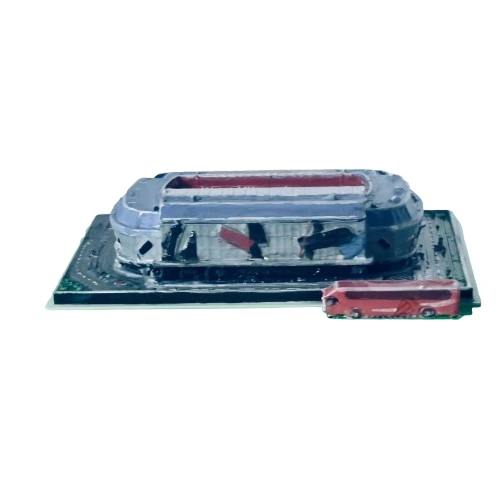 Maqueta El Molinón con autobus vista frontal impresiones 3 D en Avilés